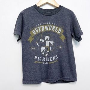 mojang | minecraft overworld pig riders club graphic tee grey xs